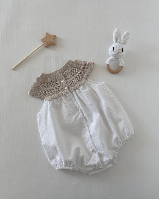 Cream & White Romper