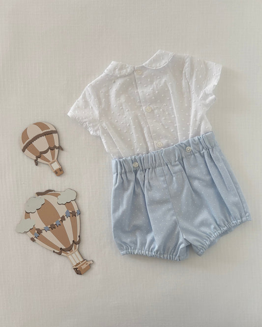 Blue & White Plumetis Boy Set