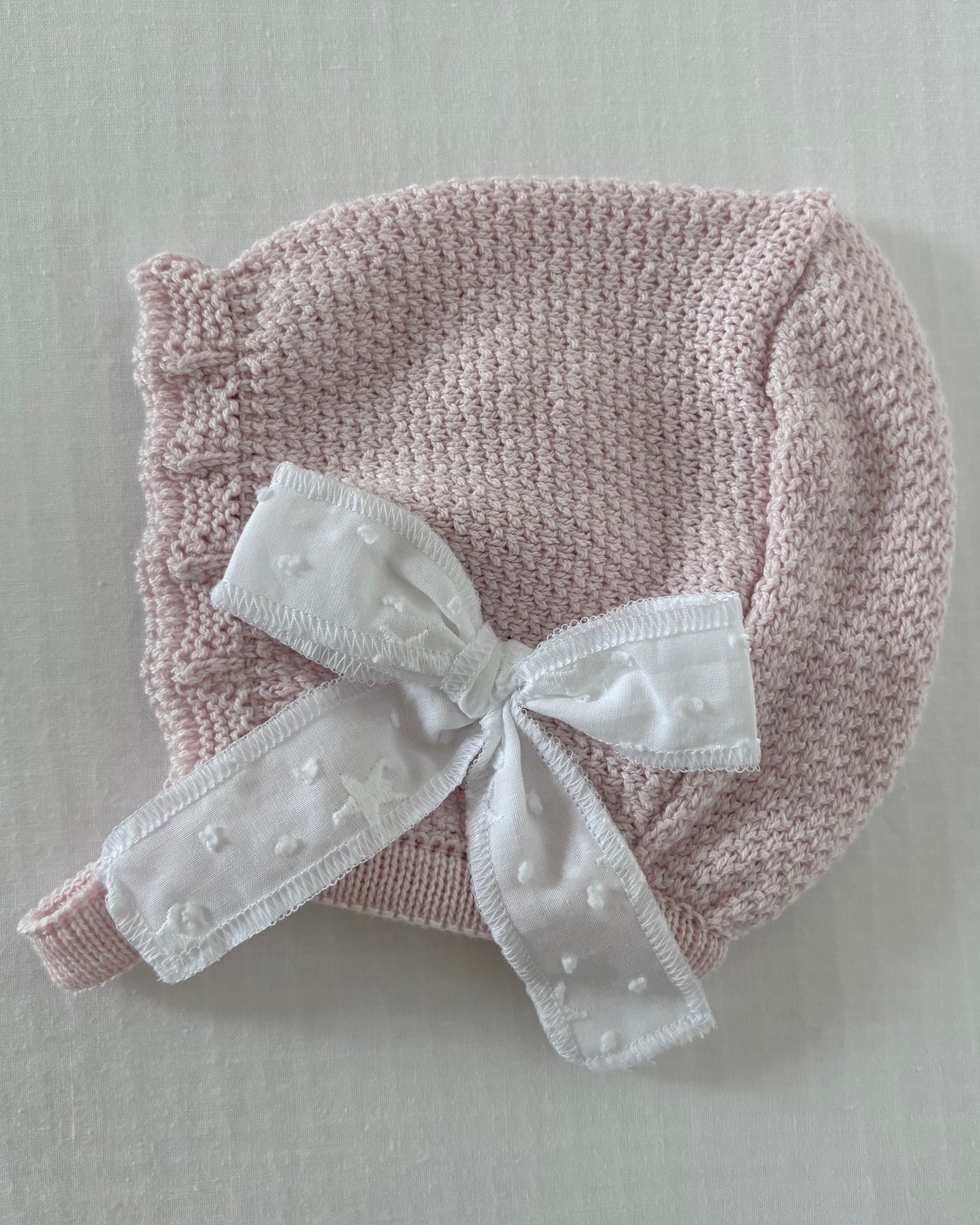 Pink Knitted Set with Bonnet