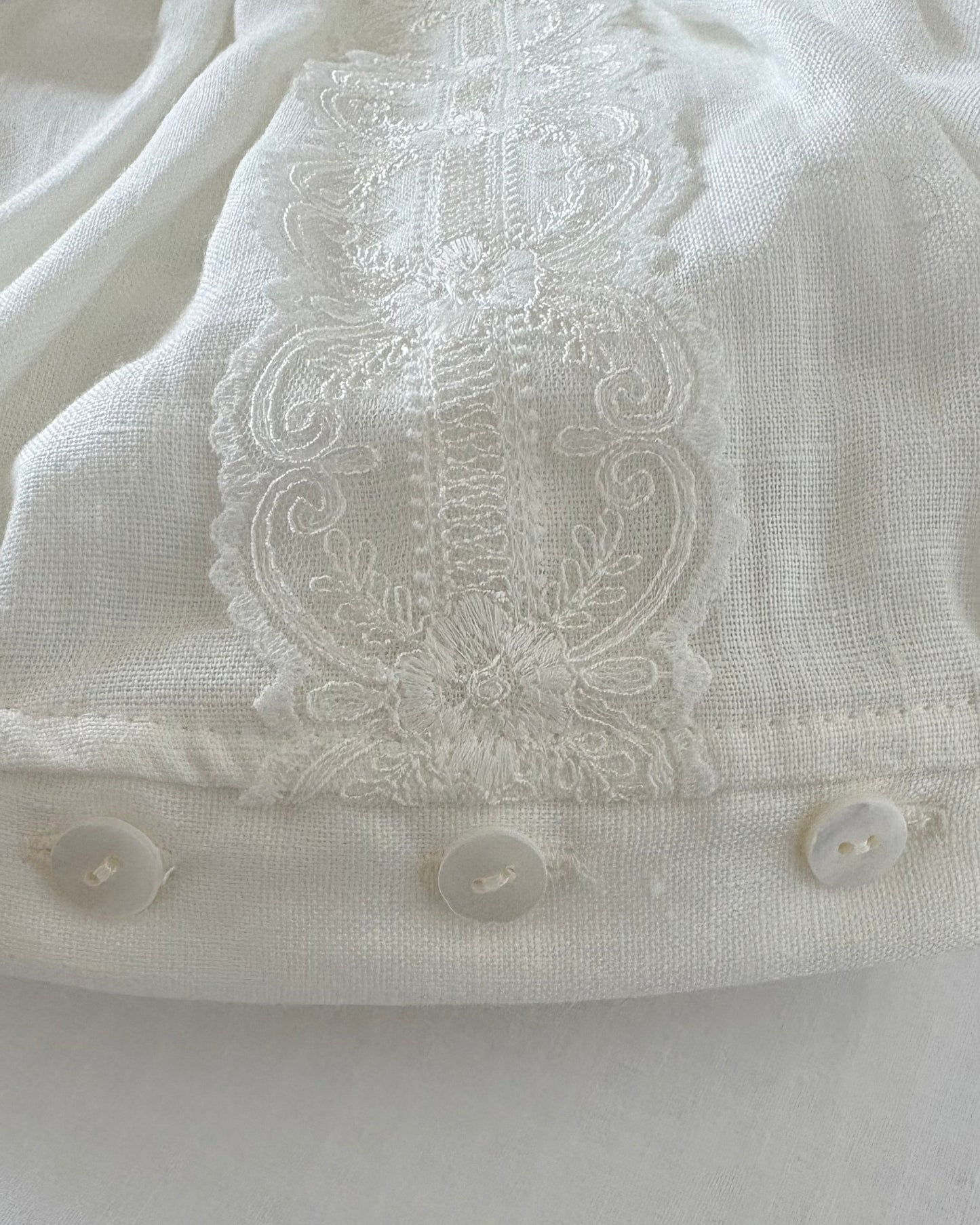 Long Sleeved Linen Romper With Bonnet