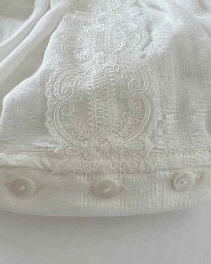 Long Sleeved Linen Romper With Bonnet