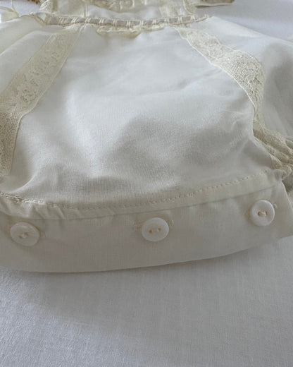 Cream Romper with Bonnet Set