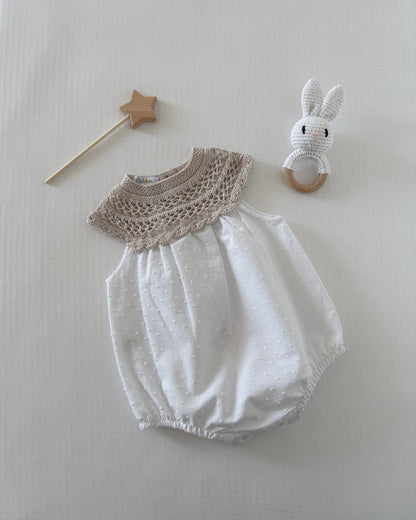 Cream & White Romper