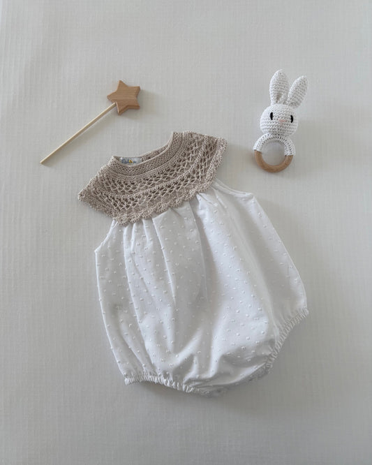 Cream & White Romper