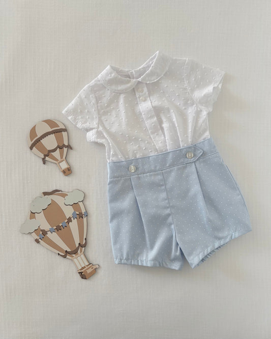 Blue & White Plumetis Boy Set