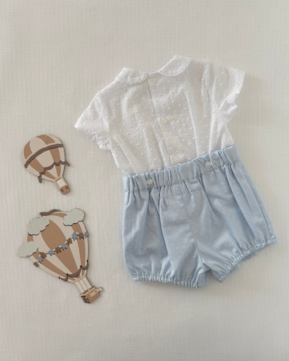 Blue & White Plumetis Boy Set