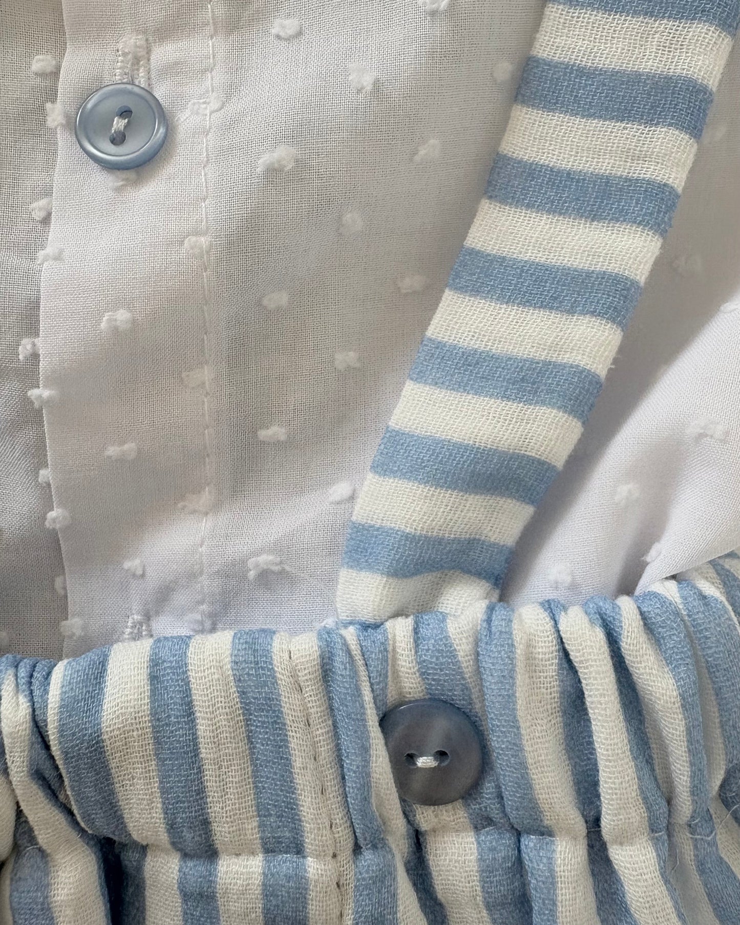 Blue & White Romper & Blouse Set