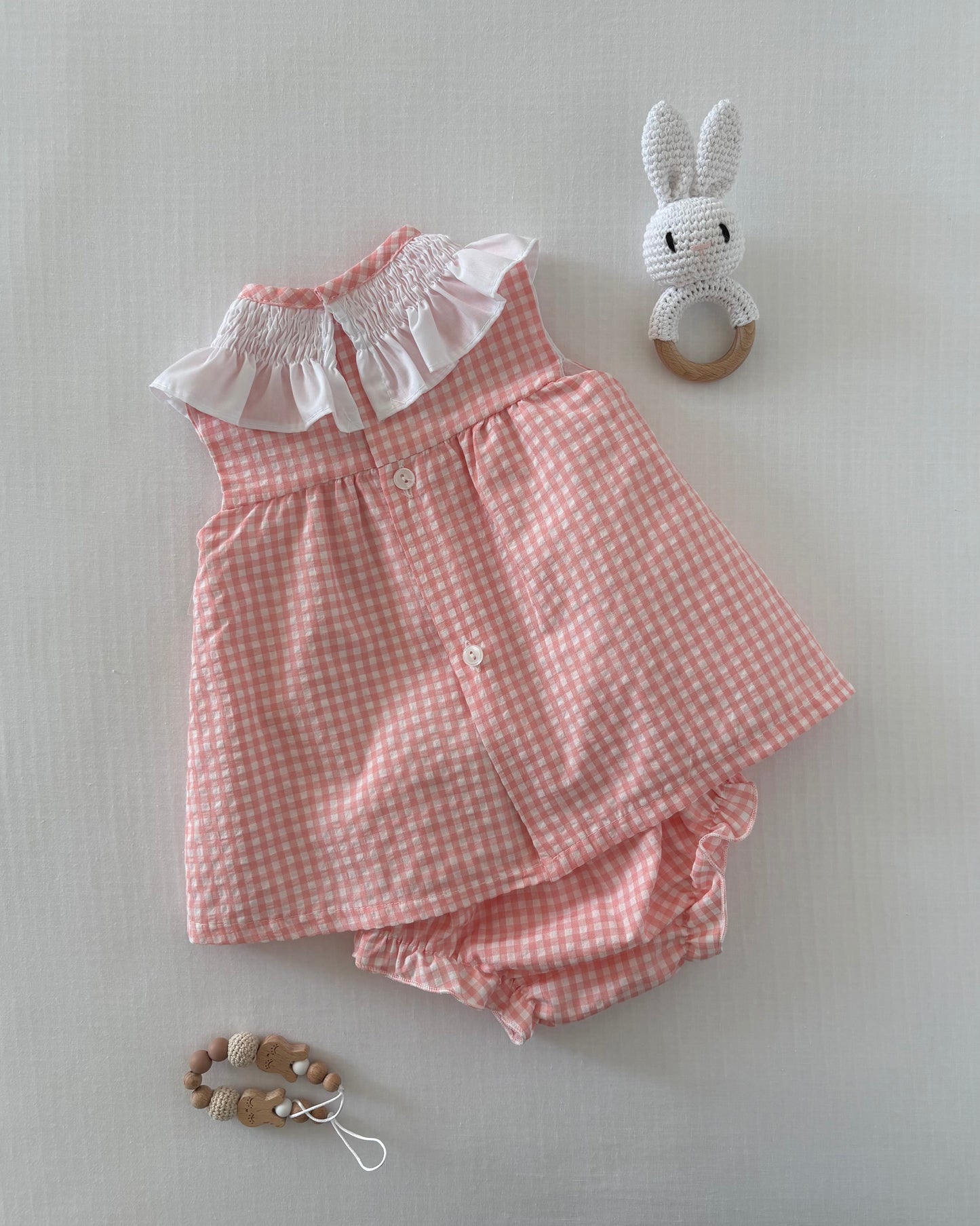 Pink & White Gingham Dress with Bloomers