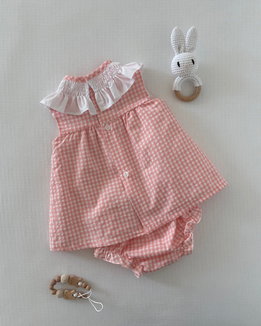 Pink & White Gingham Dress with Bloomers
