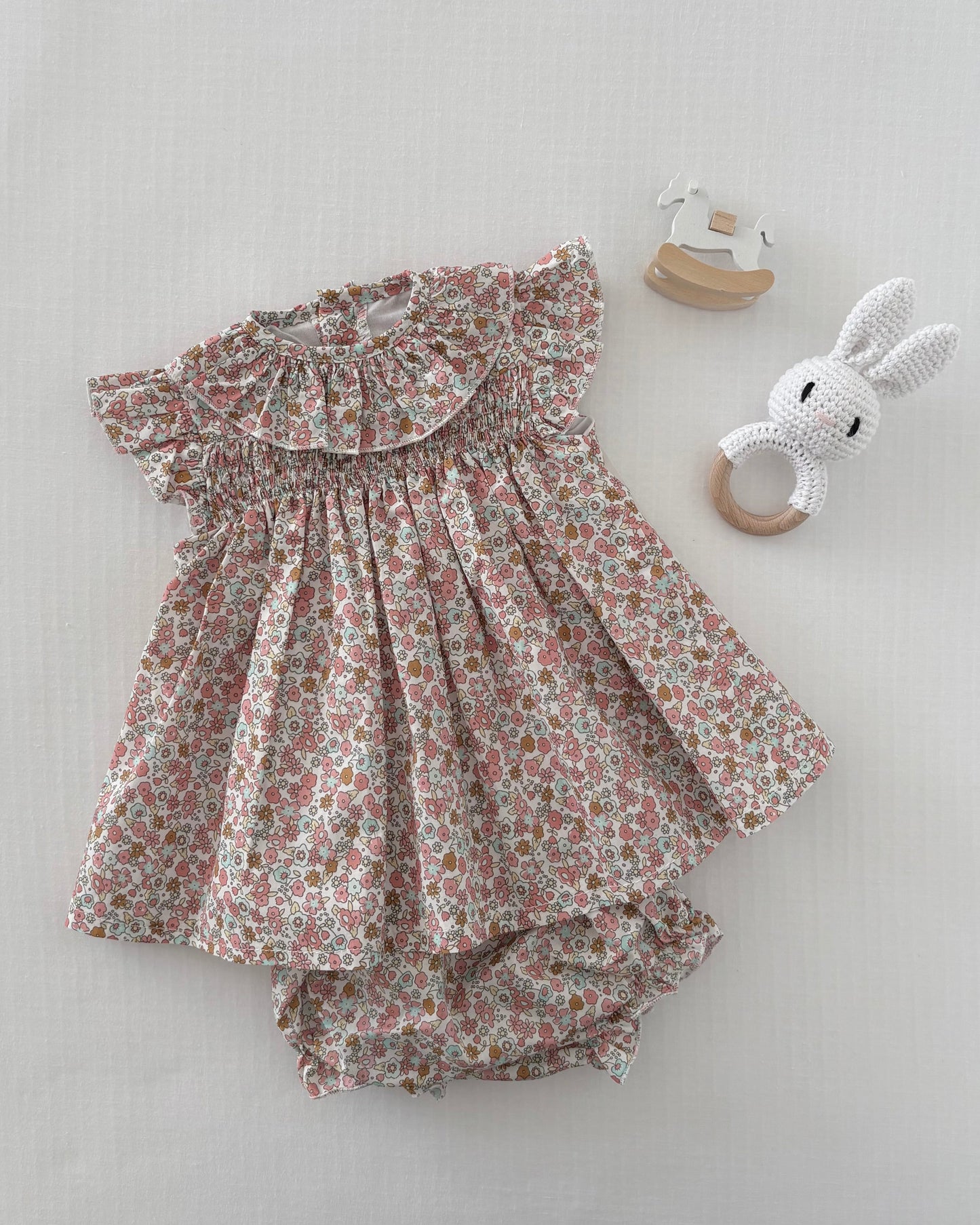 Pink Floral Dress with Bloomers