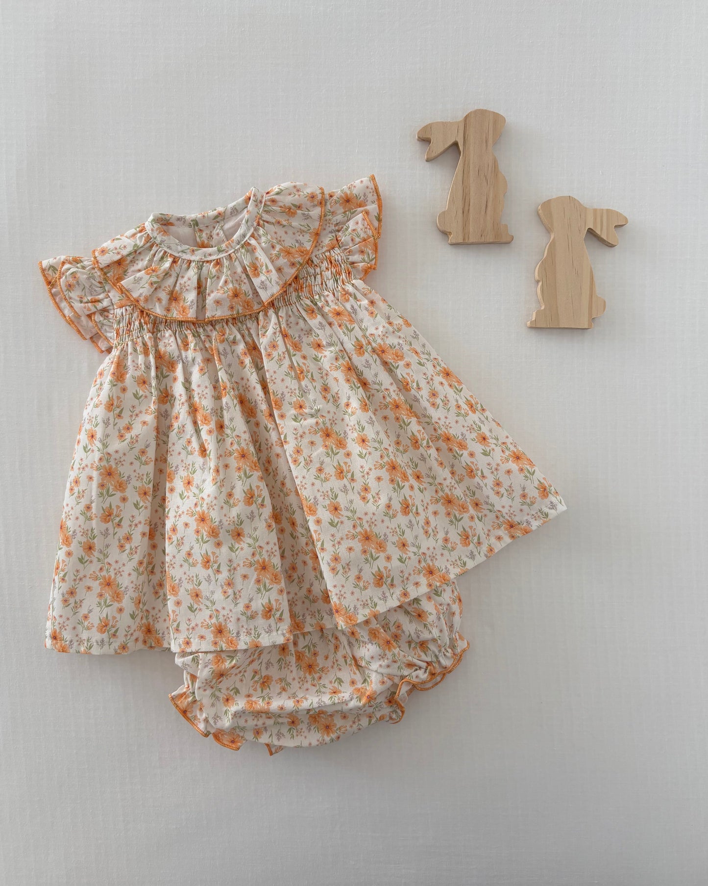 Orange Floral Dress with Bloomers