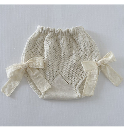 Beige Juno Plumetis Dress with Bloomers and Bonnet