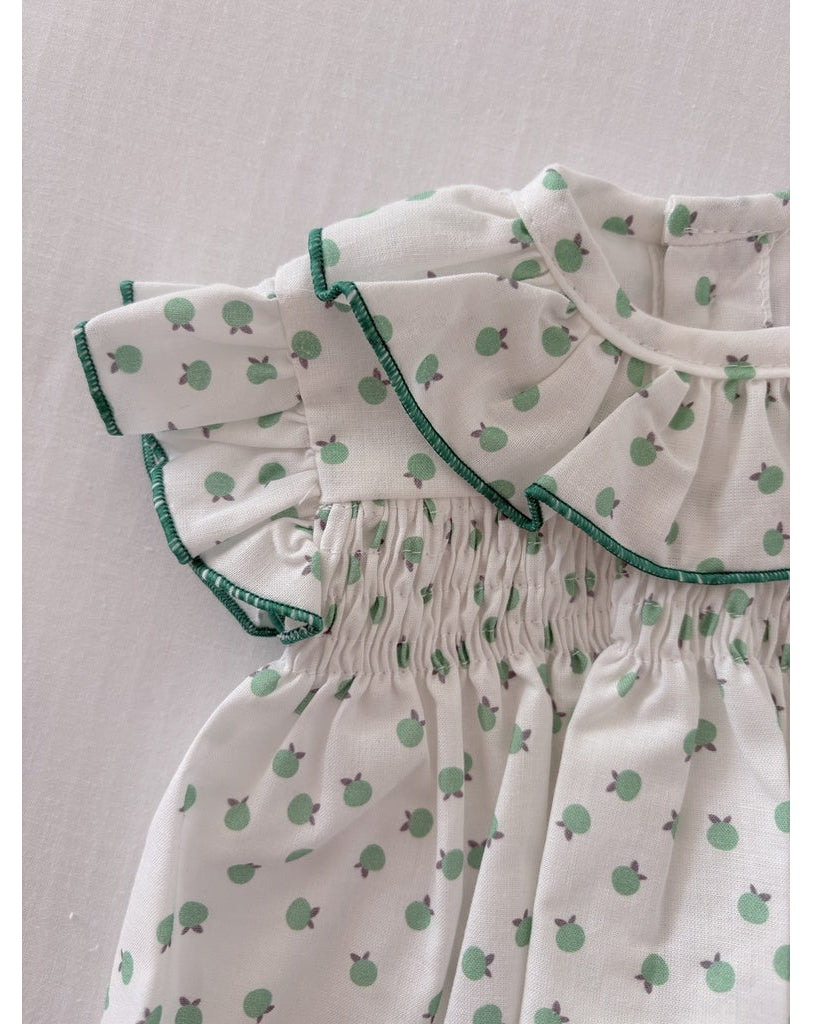 White & Green Dress with Bloomers