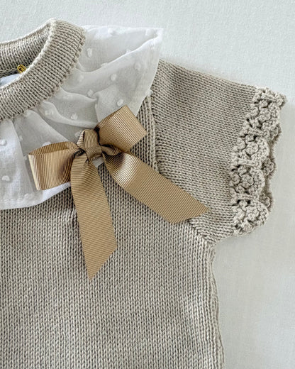 Beige Juno knitted Top with Bloomers