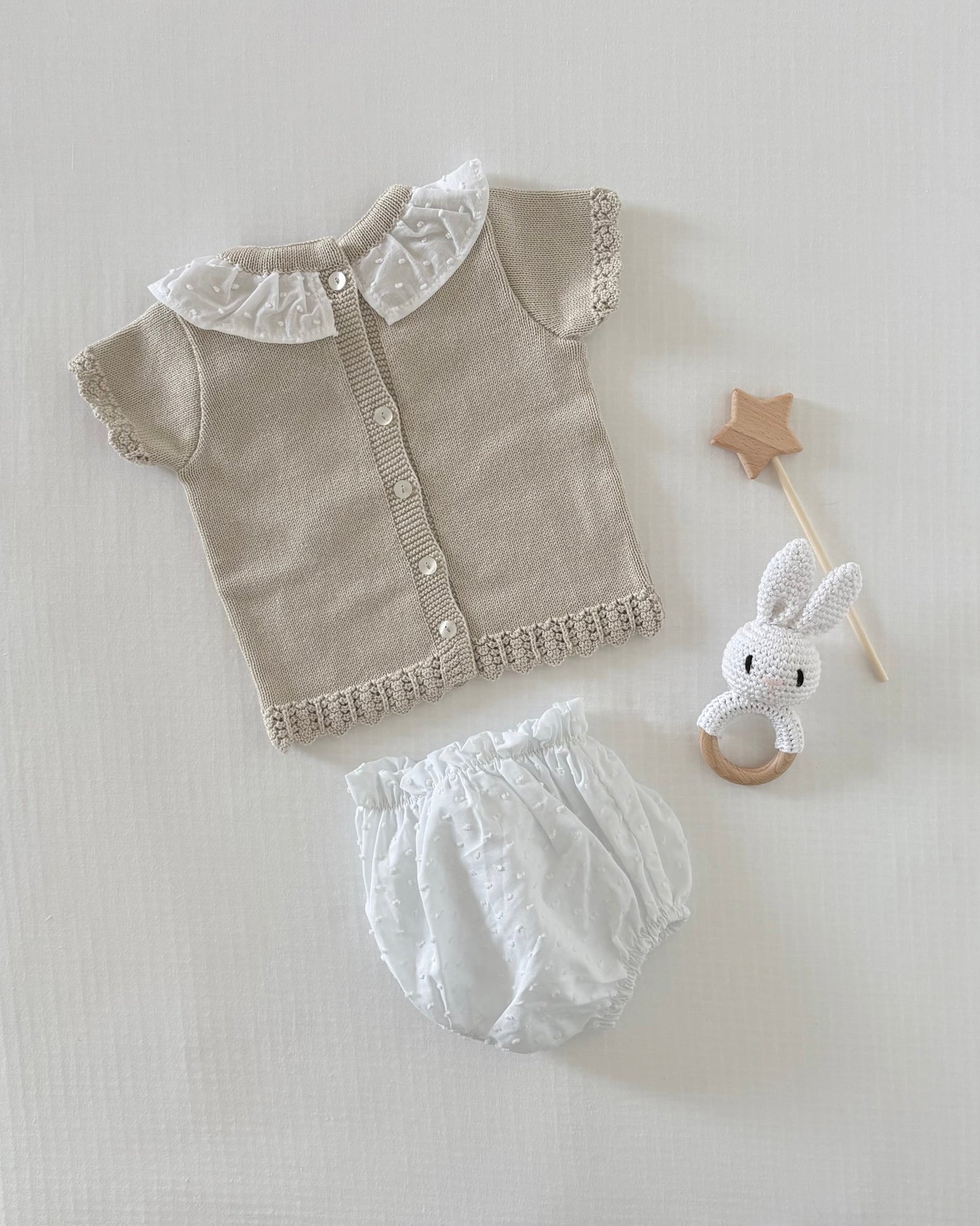 Beige Juno knitted Top with Bloomers