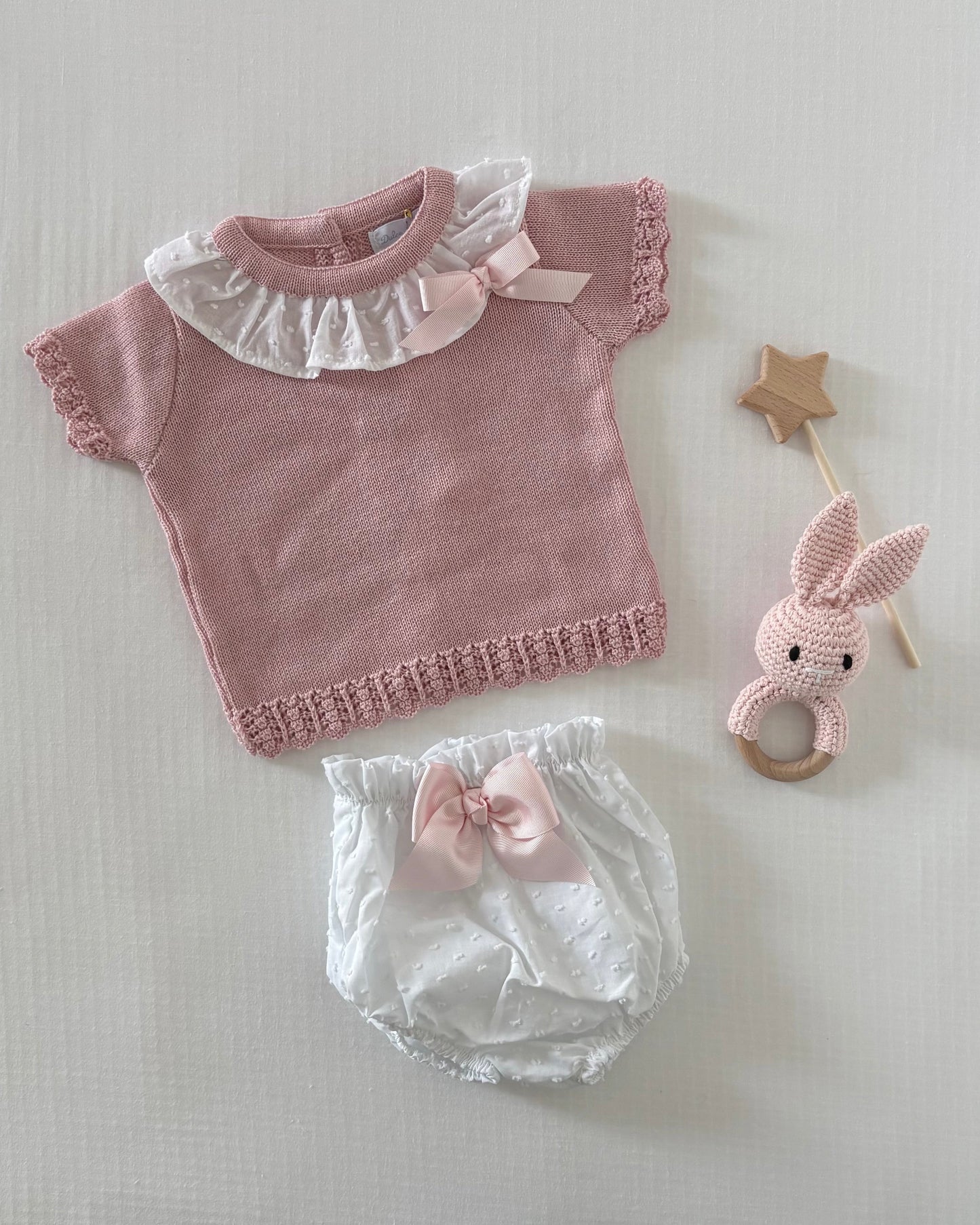 Pink Juno knitted Top with Bloomers